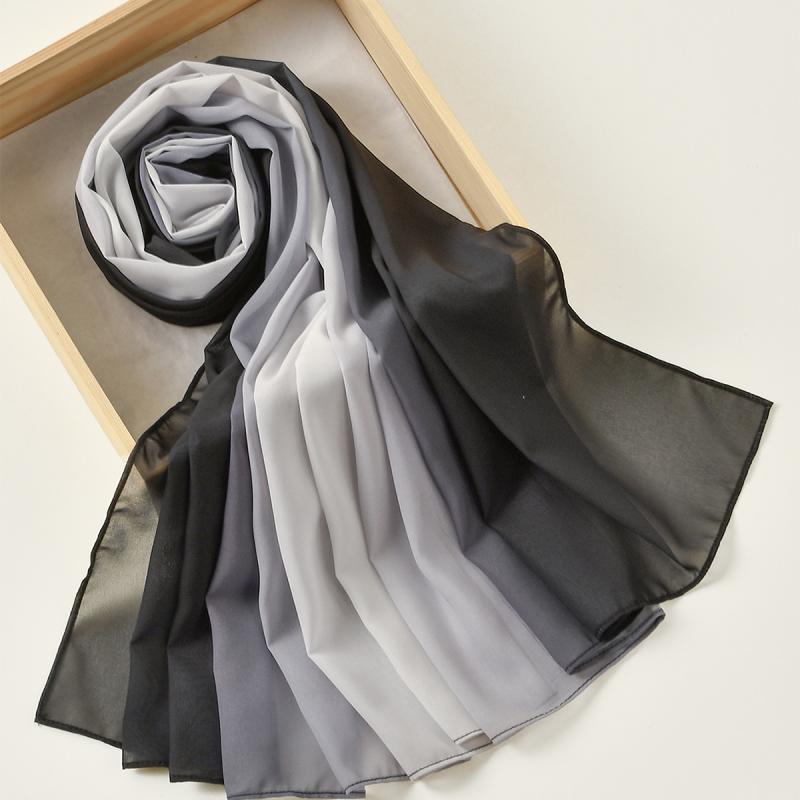 ショール レディース グラデーション シフォン 切り替え ロング ストール 大判 ヘッドラップ ターバン ..