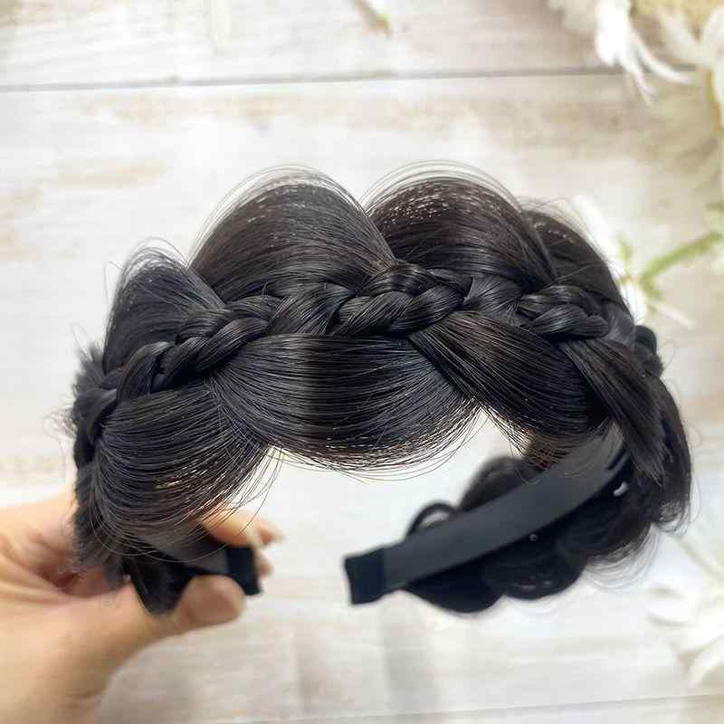 カチューシャ レディース フィッシュボーンブレード 三つ編み ひょうたん編み ウィッグ一体型 ボリュー..