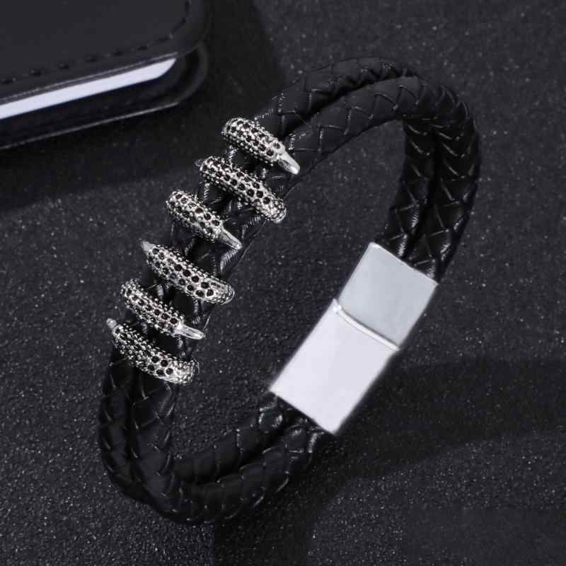 ブレスレット メンズ 男性用 レトロ パンクスタイル ストリートファッション ハンドメイド 編み込み レ..