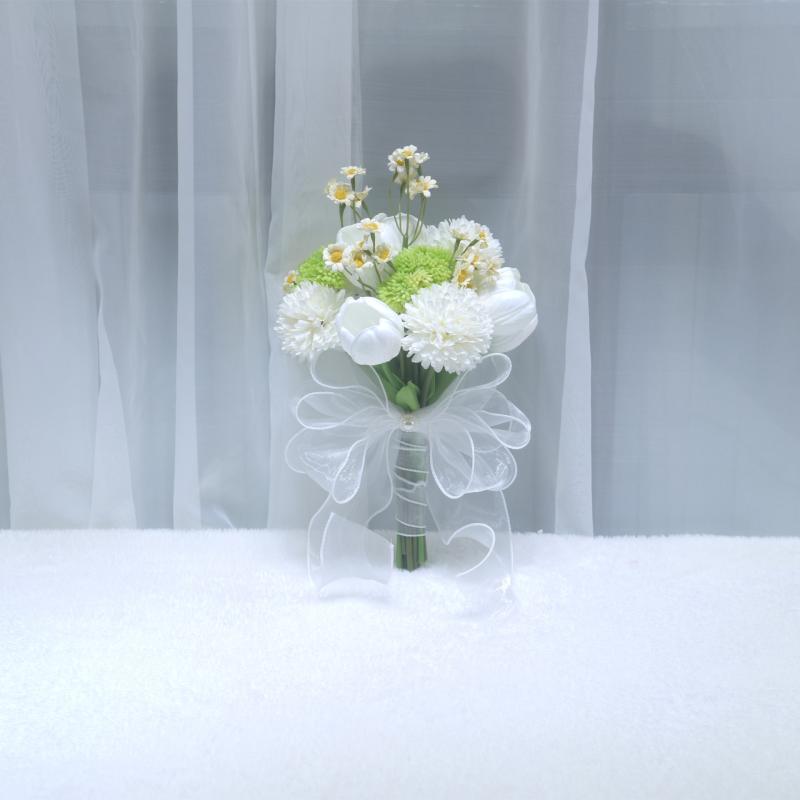 ブーケ 花嫁用 ウェディングブーケ 造花 シルクフラワー ナチュラルテイスト ボタニカル 結婚式 前撮り 撮影小物 ロケーションフォト 会場装飾 デコレーション ミルクホワイト ピンク