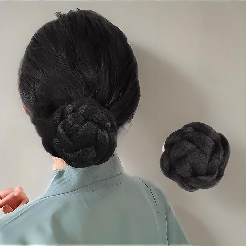 ウィッグ レディース 新中国風 サイド巻き お団子シニヨン 自然な毛質 耐熱ファイバー エスニック風 簡..