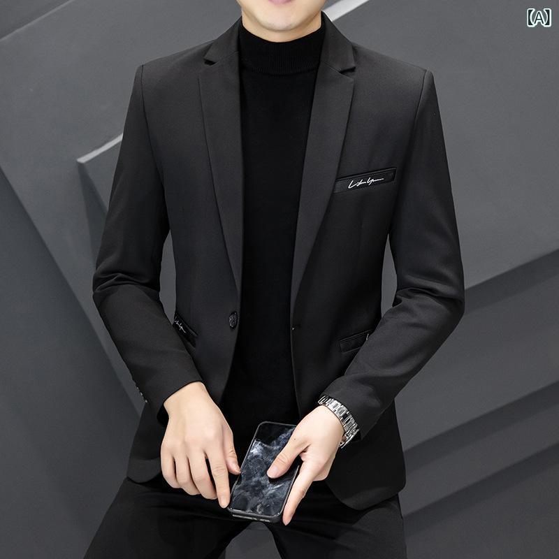 ジャケット メンズ 中綿入り 厚手 暖かい スリムフィット シングルボタン テーラードカラー カジュアル ビジネス ワーク 作業着 秋冬 ポリエステル 黒 紺