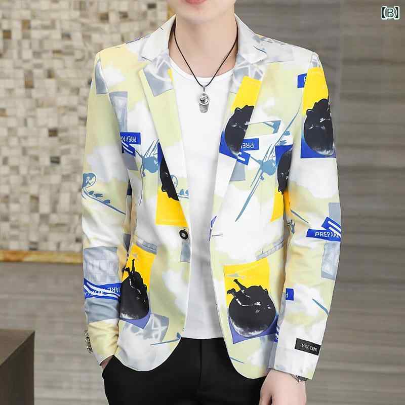 ジャケット メンズ ショート丈 スリムフィット 韓国風 カジュアル トレンド 秋冬 シングルボタン ポリエステル ブラック カーキ ブルー テーラードジャケット きれいめ オフィスカジュアル