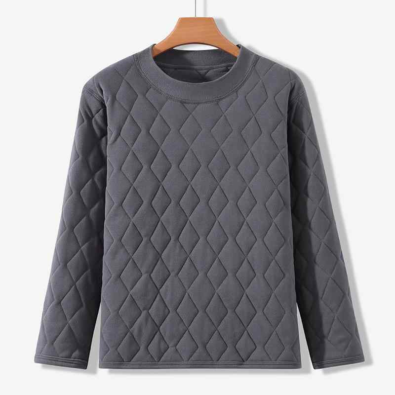 中綿ジャケット レディース ミセス 多層 厚手 あったか 保温 防寒 クルーネック 丸首 長袖 無地 大きいサイズ ゆったり 体型カバー 通勤用 オフィス カジュアル 冬物(4)