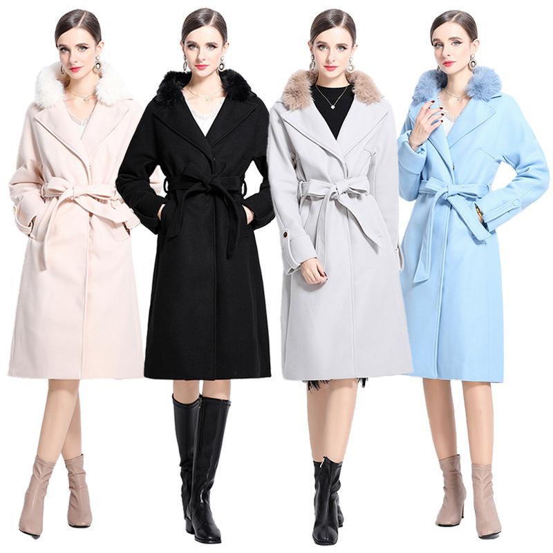 コート レディース 秋冬 ゆったり ウール ロング丈 テーラードカラー リボン 無地 美シルエット きれいめ 上質 通勤用 アクリル素材 長袖(3)