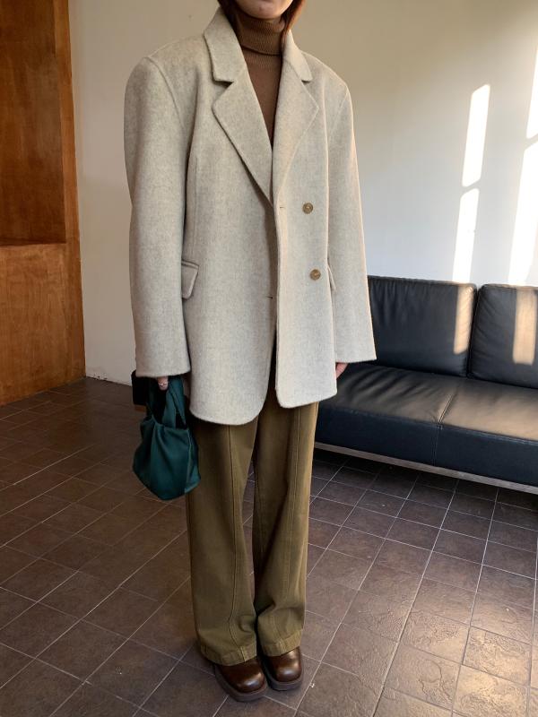 テーラードジャケット レディース 秋冬 高級感 ダブルフェイス ウール 無地 ミドル丈 テーラードカラー..