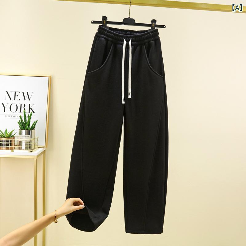 パンツ レディース 裏起毛 厚手 暖かい 秋冬 ハイウエスト 細見え ワイドパンツ ゆったり ルーズフィット カジュアル 通勤 スポーツ スウェットパンツ コットン secure-depo-10788094 セキュアデポ サンプル画像2