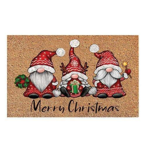 乐天商城 - 玄関マット 吸水性 耐久性 汚れにくい かわいい キャラクター クリスマス クリスタルベルベット 家庭用 玄関 リビング 洗える スクエア フロアマット