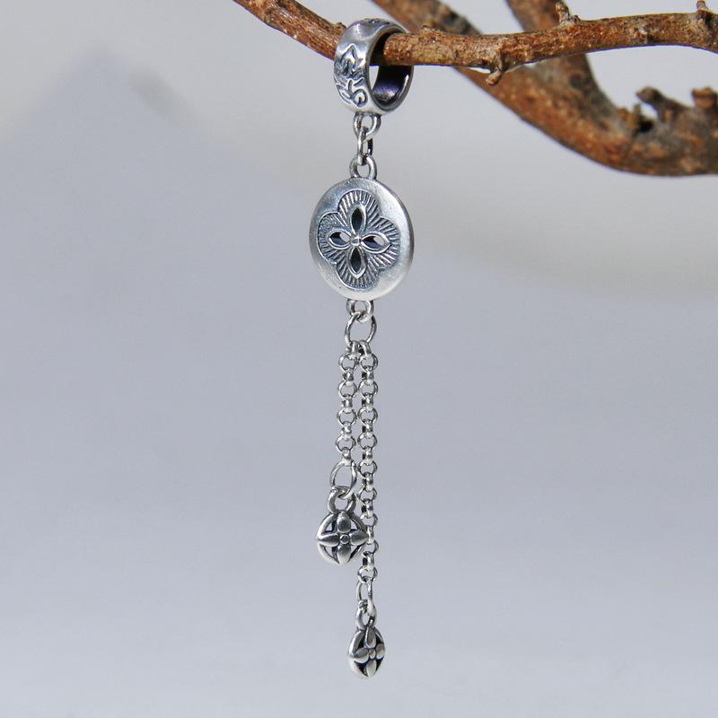 ペンダント レディース 925純銀 ハンドメイド タイシルバー タッセル レトロ エスニック ペンダントトップ チャーム アクセサリー
