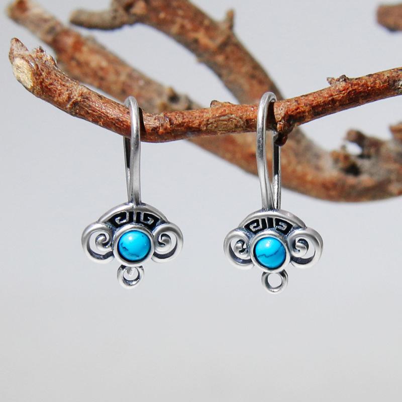 ピアスフック 925純銀 タイシルバー 如意 民族風 中華風 レトロ マット ハンドメイド DIY アクセサリーパーツ 手芸 耳飾り おしゃれ