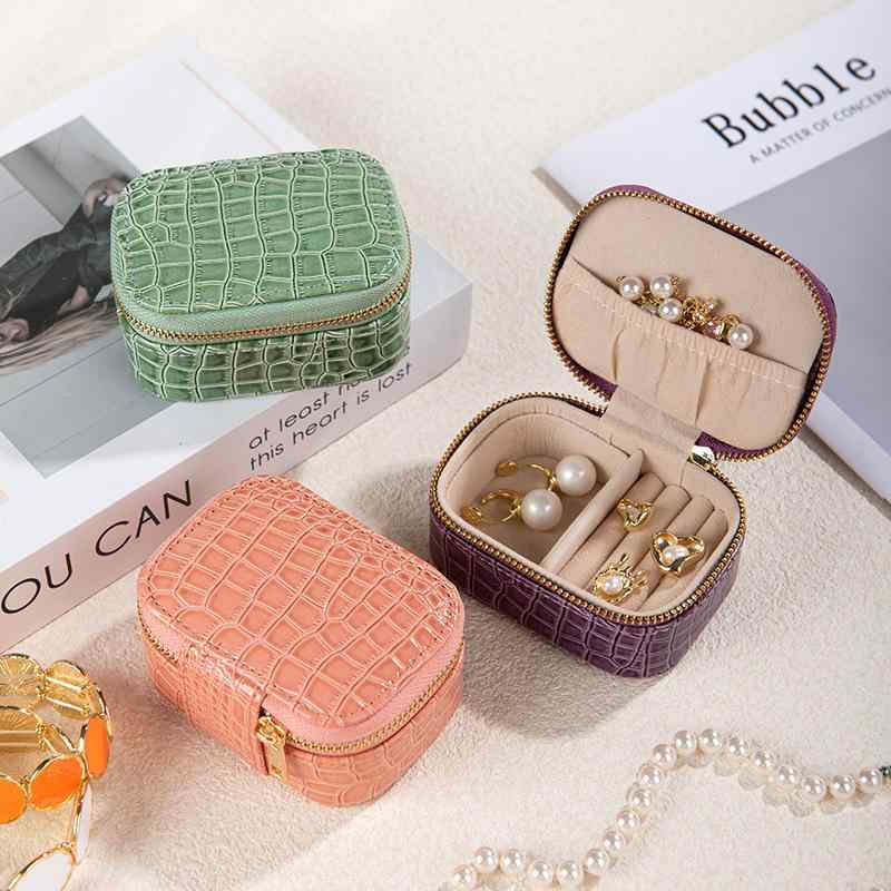ジュエリーボックス レディース ポータブル 携帯用 旅行 トラベル PUレザー クロコダイル柄 ソフト ア..