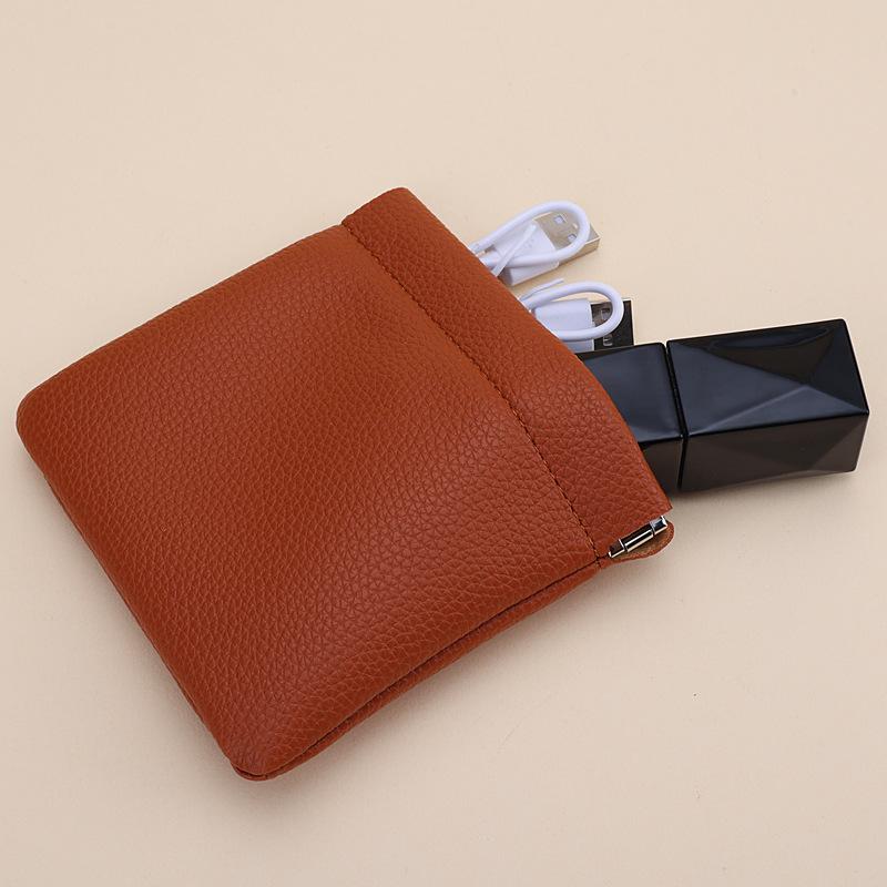 ポーチ 男女兼用 ユニセックス 防水 超軽量 耐摩耗 PUレザー シボ加工 がま口式 自動開閉 バネ口金 多機能 化粧品 アクセサリー 口紅 小物入れ 小銭入れ コインケース 収納