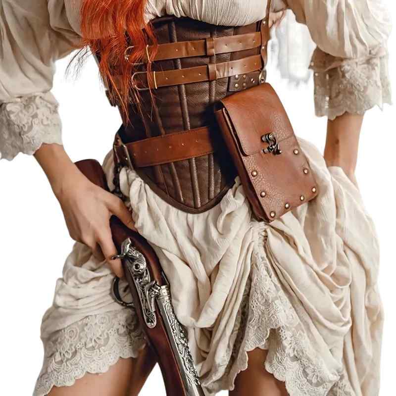 ウエストバッグ スマホポーチ 携帯ケース 小物入れ 多機能 ベルト付き スチームパンク ルネサンス 中世..