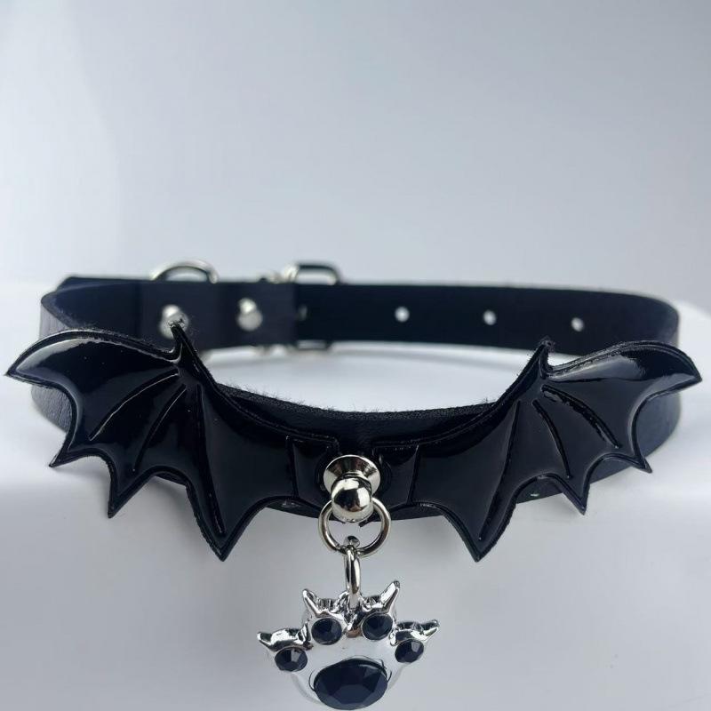 チョーカー メンズ レディース ユニセックス ダーク 十字架 羽 デビル レザー調 ネックレス チェーン ..