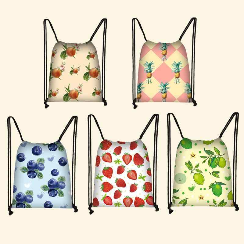 バックパック 学生 子供用 折りたたみ 軽量 持ち運び フルーツ柄 アニメ柄 かわいい 巾着袋 ナップサッ..