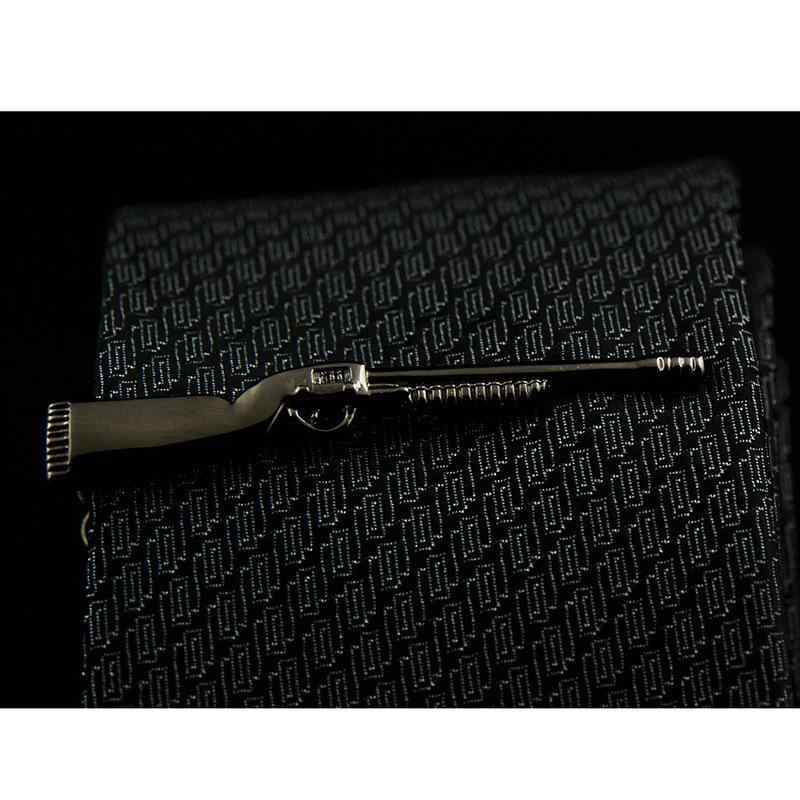 ネクタイピン メンズ ライフル銃 モチーフ ブラック シルバー 銅製 電気メッキ加工 結婚式 ビジネス フ..