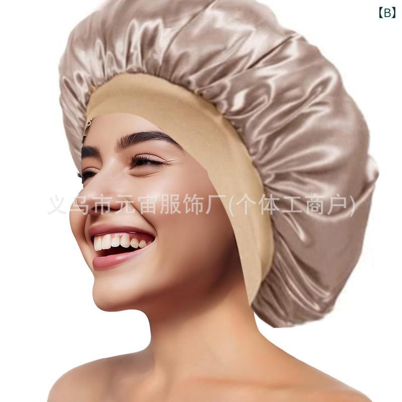 ナイトキャップ レディース シルク調 筒状 幅広 ゴム付き ヘアケア 美容 摩擦軽減 就寝用 吸湿 通気 軽量 旅行 お休み帽子 室内帽子 洗顔 secure-depo-11337734 セキュアデポ サンプル画像2