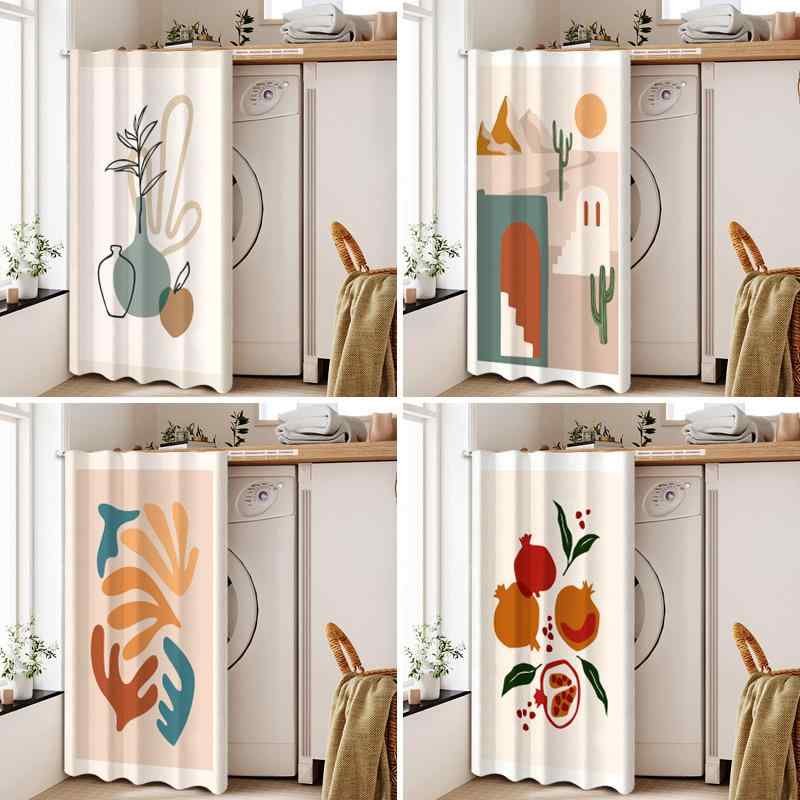 目隠しカーテン 穴あけ不要 マジックテープ 貼るだけ 防塵 キッチン 収納棚 扉 窓 鏡 洗面台 リビング 子供部屋 カフェ風 ショート丈 おしゃれ 布製 プライバシー保護(x2)