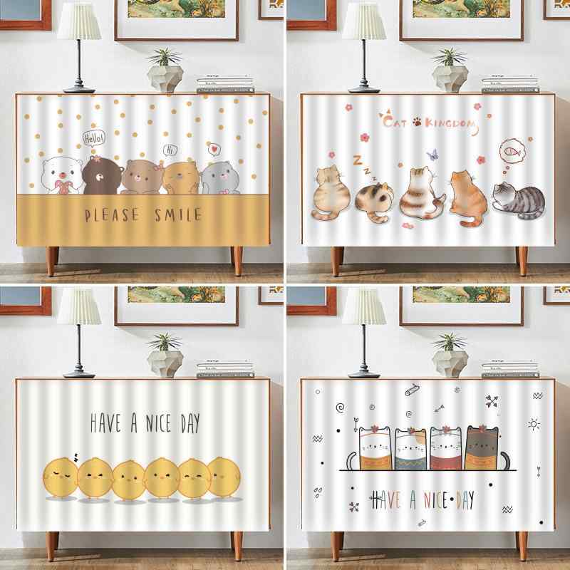 カフェカーテン キッチン 目隠し マジックテープ 簡単設置 収納 扉 棚 玄関 店舗 ポリエステル フランネル かわいい マルチサイズ 間仕切り(x2)