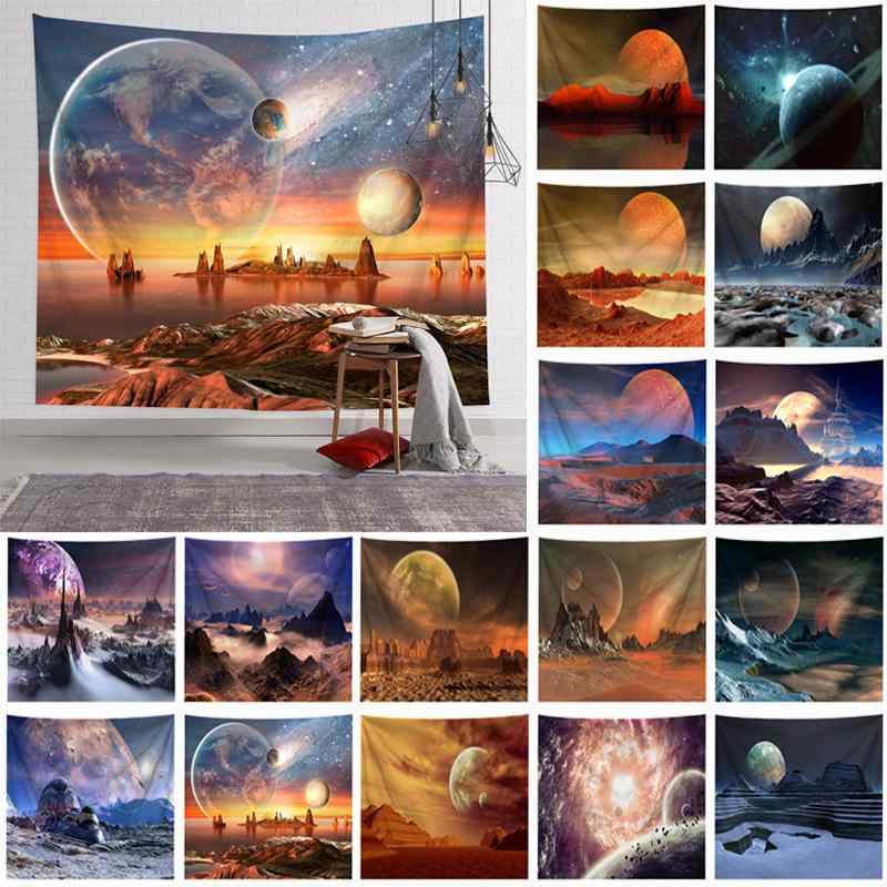 タペストリー 北欧デザイン 個性的 星空 月 地球 洗濯機洗い可 ポリエステル製 おしゃれ モダン 飾り布..
