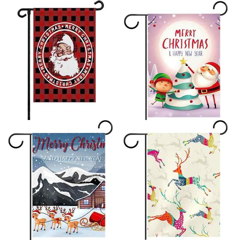 ガーデンフラッグ ポリエステル製 丈夫 耐久性 クリスマス サンタクロース トナカイ クリスマスツリー ..