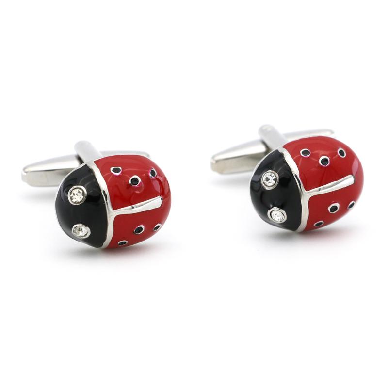カフスボタン メンズ レディース 男女兼用 ナナホシテントウ 昆虫モチーフ ユニーク 動物 レッド 赤色 ..