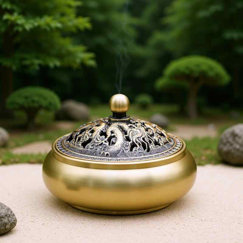 香炉 真鍮製 龍鳳凰 三本足 白檀 燻香 兼用 置物 香立て おしゃれ モダン 新中式 インテリア オブジェ リビング オフィス 玄関 飾り 癒しグッズ