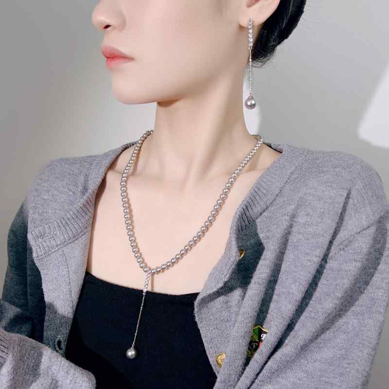 ネックレス ピアス レディース S925銀針 フェイクパール 真多麻カラー セット 上品 エレガント 高級感 オフィス カジュアル フォーマル アクセサリー パール装飾