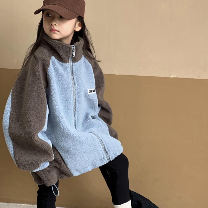 ジャケット キッズ 女の子 ガールズ ジュニア 裏起毛 厚手 シープボア フード付き ジップアップ 秋冬 ..