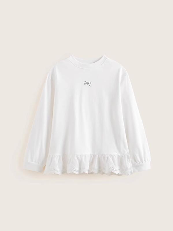 Tシャツ 女の子 ガールズ キッズ 子供服 長袖 トップス カットソー インナーシャツ 春秋 保温 暖かい 韓国風 かわいい おしゃれ リボン 無地 コットン 綿95% ラウンドネック 丸首(4)