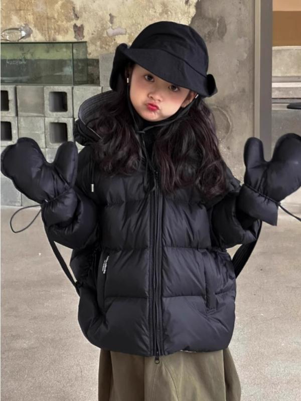 ダウンジャケット ガールズ ジュニア 小学生 中学生 撥水 防汚 防風 汚れにくい 厚手 フード付き 90%ダ..