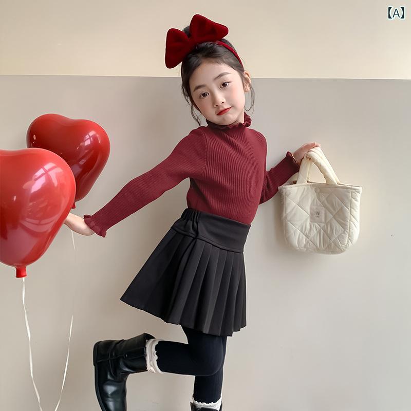 ニット キッズ 女の子 ハイネック 長袖 インナー プルオーバー 秋冬春 柔らかい 肌...