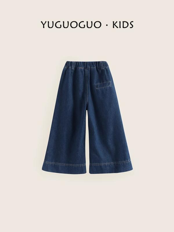 デニムパンツ ジーンズ キッズ 女の子 春秋 ワイド ゆったり ルーズ カジュアル 韓国風 綿混 ソフトタ..