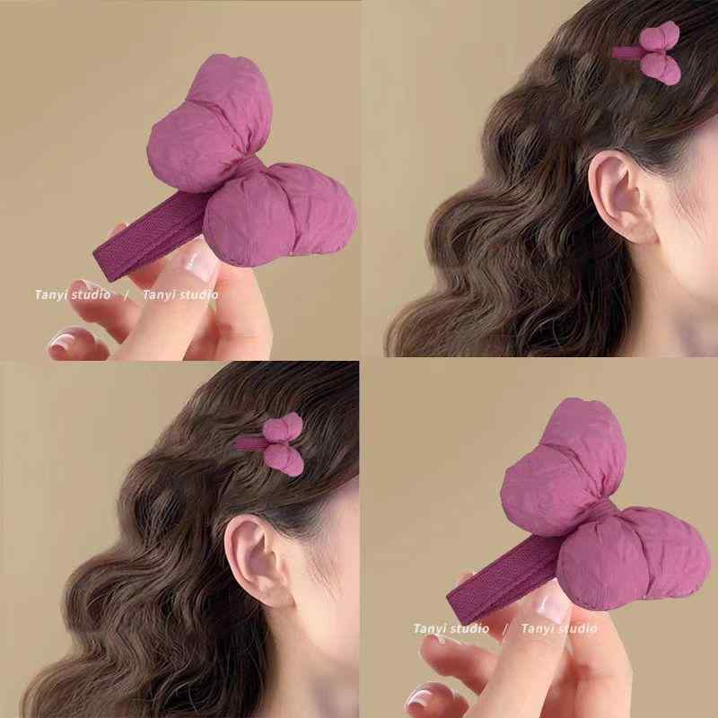 ヘアクリップ レディース かわいい マカロンカラー ふっくら 立体 リボン BBクリップ 前髪 髪留め ガー..