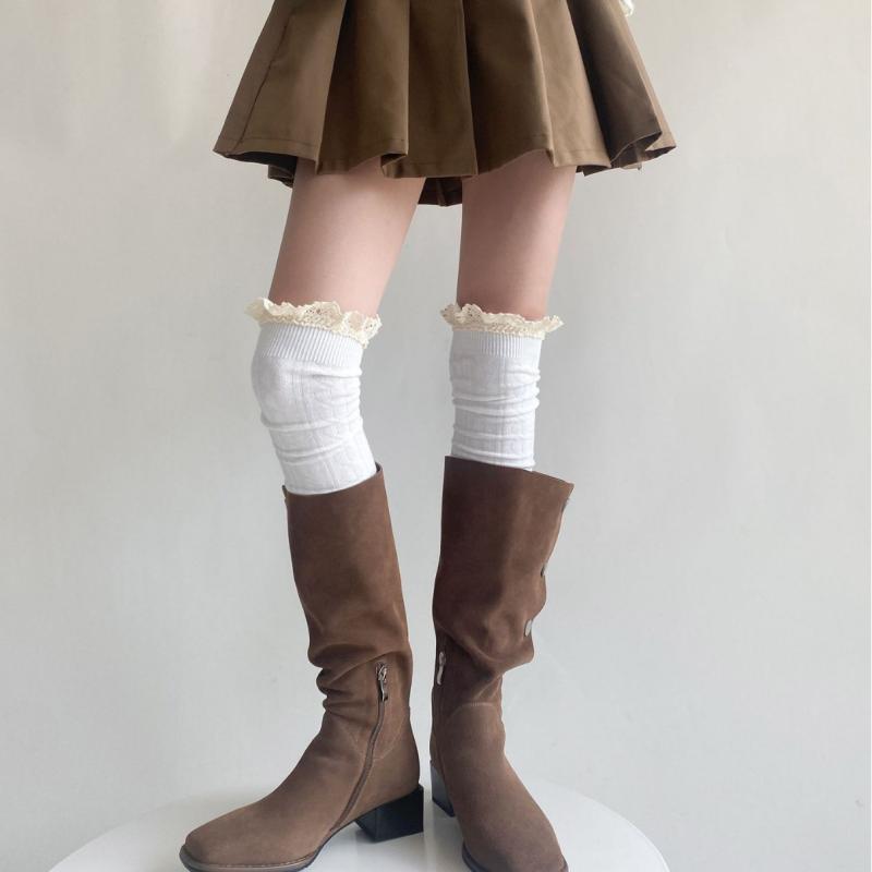 吸汗 防摩擦 靴下 レディース オーバーニーソックス ニーハイソックス 綿 日系 かわいい ケーブル編み ..