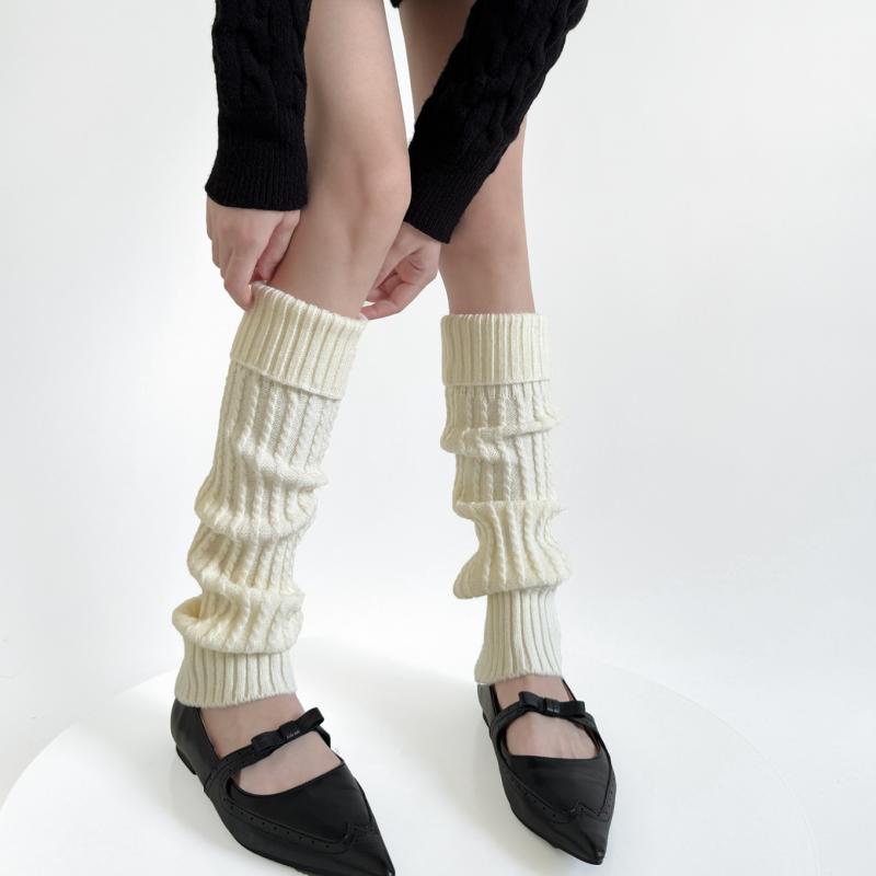 レッグウォーマー レディース 秋冬春 あったか 保温 防摩擦 ロング丈 折り返し リブ編み レトロデザイ..