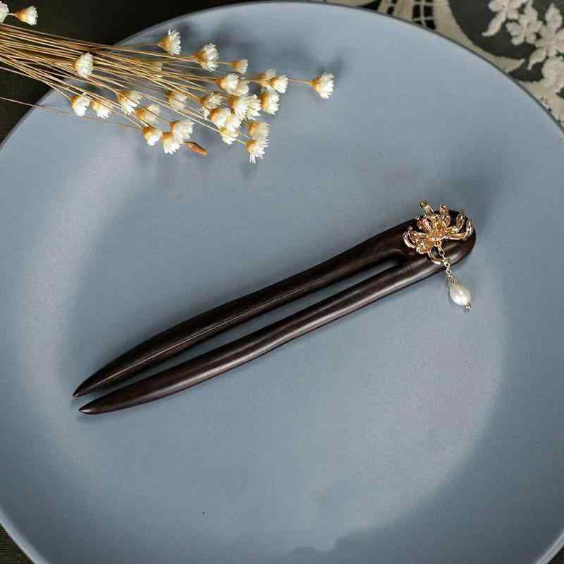 髪飾り レディース U字型 木製 かんざし サンダルウッド 花モチーフ レトロ シンプル まとめ髪 ヘアスティック 普段使い 浴衣 着物 振袖 成人式 チャイナドレス 漢服 上品なヘアアクセサリー 女性用