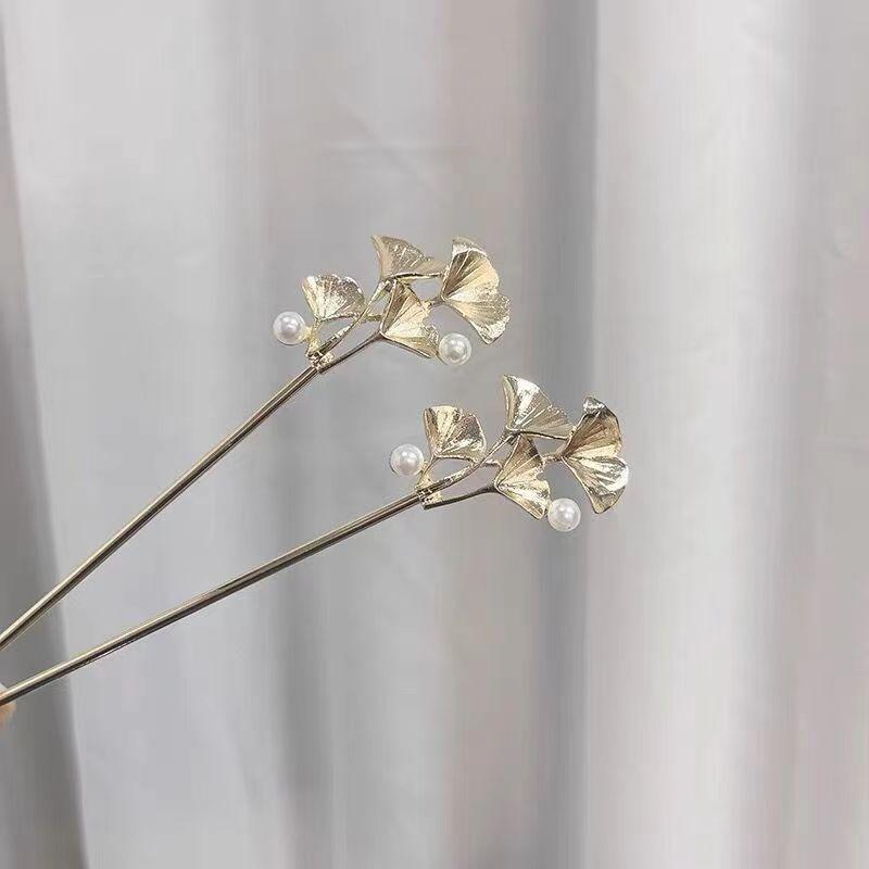 簪 レディース イチョウ葉 パール 高級感 和風 レトロ 漢服 まとめ髪 エレガント 結婚式 浴衣 着物 卒..