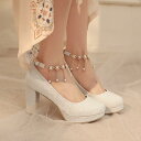 パンプス レディース エレガント チャンキーヒール 大きいサイズ モダンチャイナ風 チャイナボタン パール 浅履き メリージェーン ストラップ ラウンドトゥ 春...