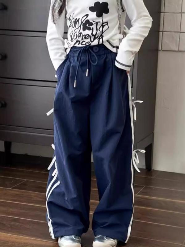 パンツ キッズ 女の子 柔らか素材 コットン混紡 ゴムウエスト 韓国風 秋 ゆったり ストレート ワイドパンツ カジュアル ルームウェア 普段着 ロング丈 かわいい ガールズ