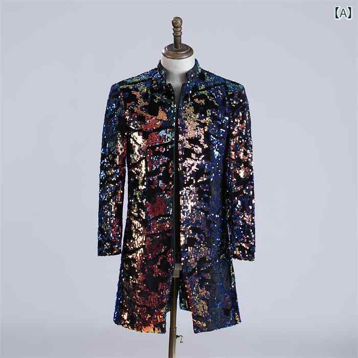 テーラードジャケット メンズ 3Dフラワー ブルー パープル ベロア スパンコール 洗濯可能 スリムフィット シャイニー ステージ衣装 ダンス衣装 DJ シンガー イベント パーティー 発表会 マルチカラー