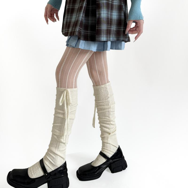 ルーズソックス レディース もこもこ リボン 無地 綿混 保温 着痩せ効果 重ね着 かわいい 着圧ソックス..