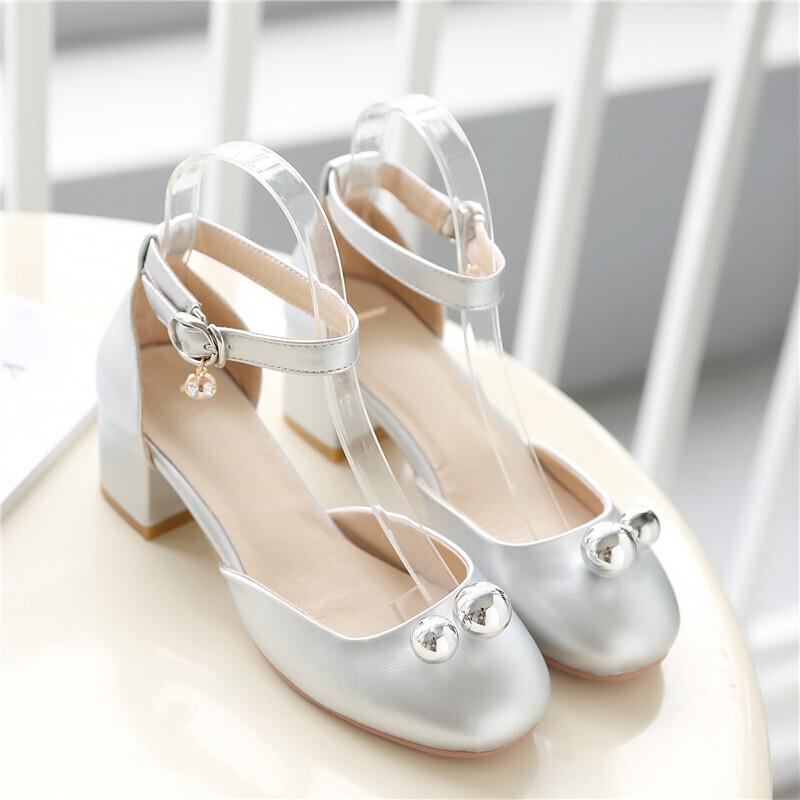 パンプス 女の子 ジュニア 滑り止め ヒール リボン ストラップ付き ピアノ発表会 フォーマル靴 モデル ..