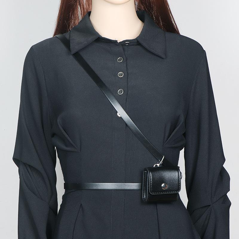 ウエストポーチ レディース ミニ 高級感 インフルエンサー 映えコーデ PUレザー ブラック ベルト通し ウエストバッグ ボディバッグ ポシェット おしゃれ かわいい デイリーユース カジュアル ファッション小物