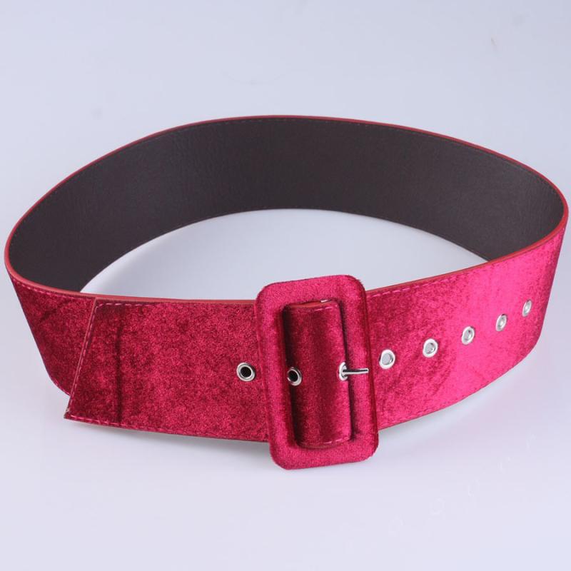 ベルト レディース ベルベット素材 ピンバックル 穴なし 幅広 合金バックル ウエストマーク ワンピース コート ドレス 通勤 オフィス カジュアル 上品 きれいめ(x2)(4)