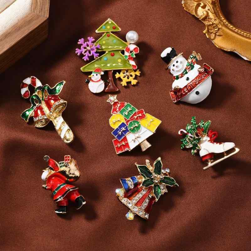 ブローチ メンズ レディース ユニセックス レトロ アンティーク風 エナメル 亜鉛合金 クリスマス 雪の..