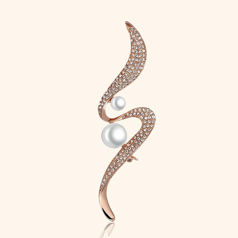 ブローチ レディース 過ぎゆく時 個性的デザイン 高級感 パール 音符モチーフ ラインストーン 日韓スタイル スーツ ジャケット ドレス 入学式 卒業式 結婚式 パーティー フォーマル オケージョン