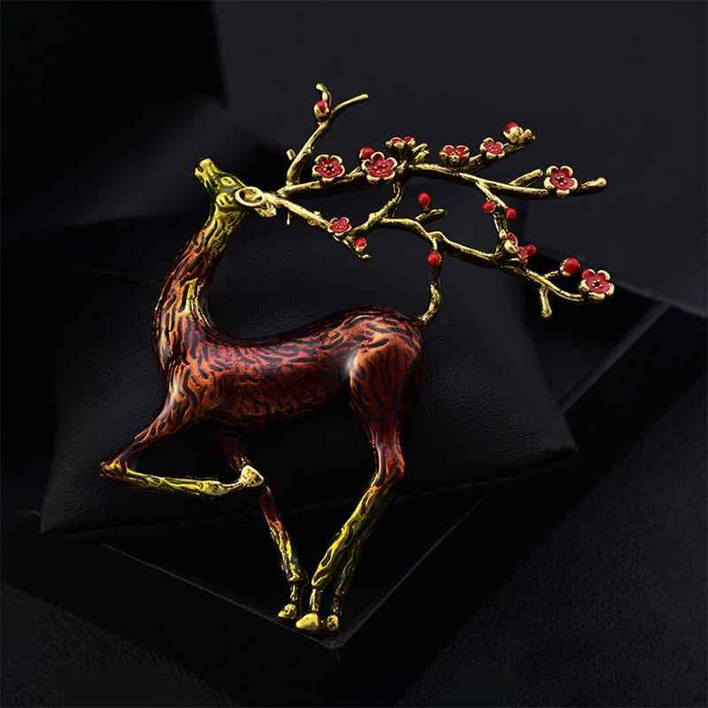 ブローチ レディース レトロ クラシック エレガント 枝角 鹿モチーフ 動物デザイン クリエイティブ 個..