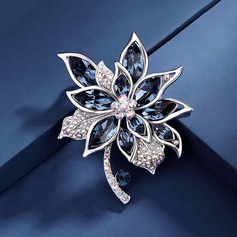 ブローチ レディース エレガント 高級感 合金製 レトロ ムクゲ クリスタル 花モチーフ 個性的デザイン ..