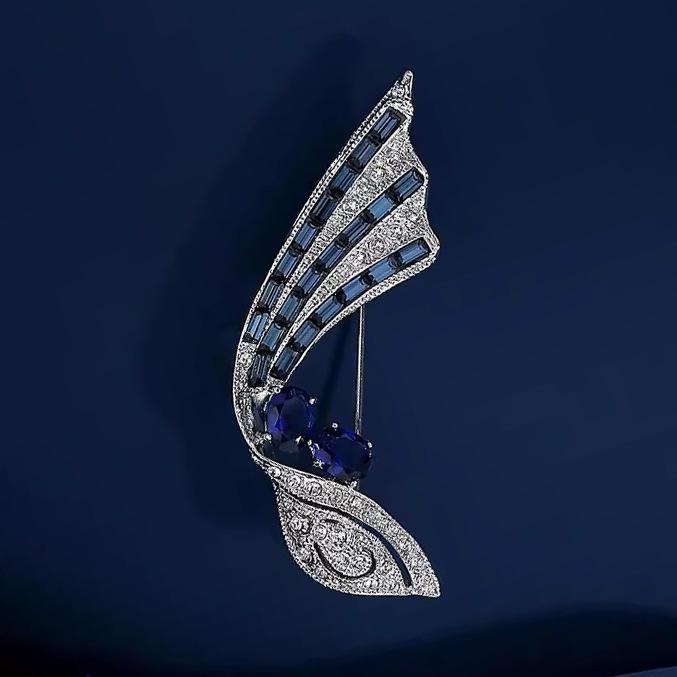 ブローチ レディース エレガント レトロ ブルーフラッグ 高級感 ラインストーン スーツ フォーマル ジ..